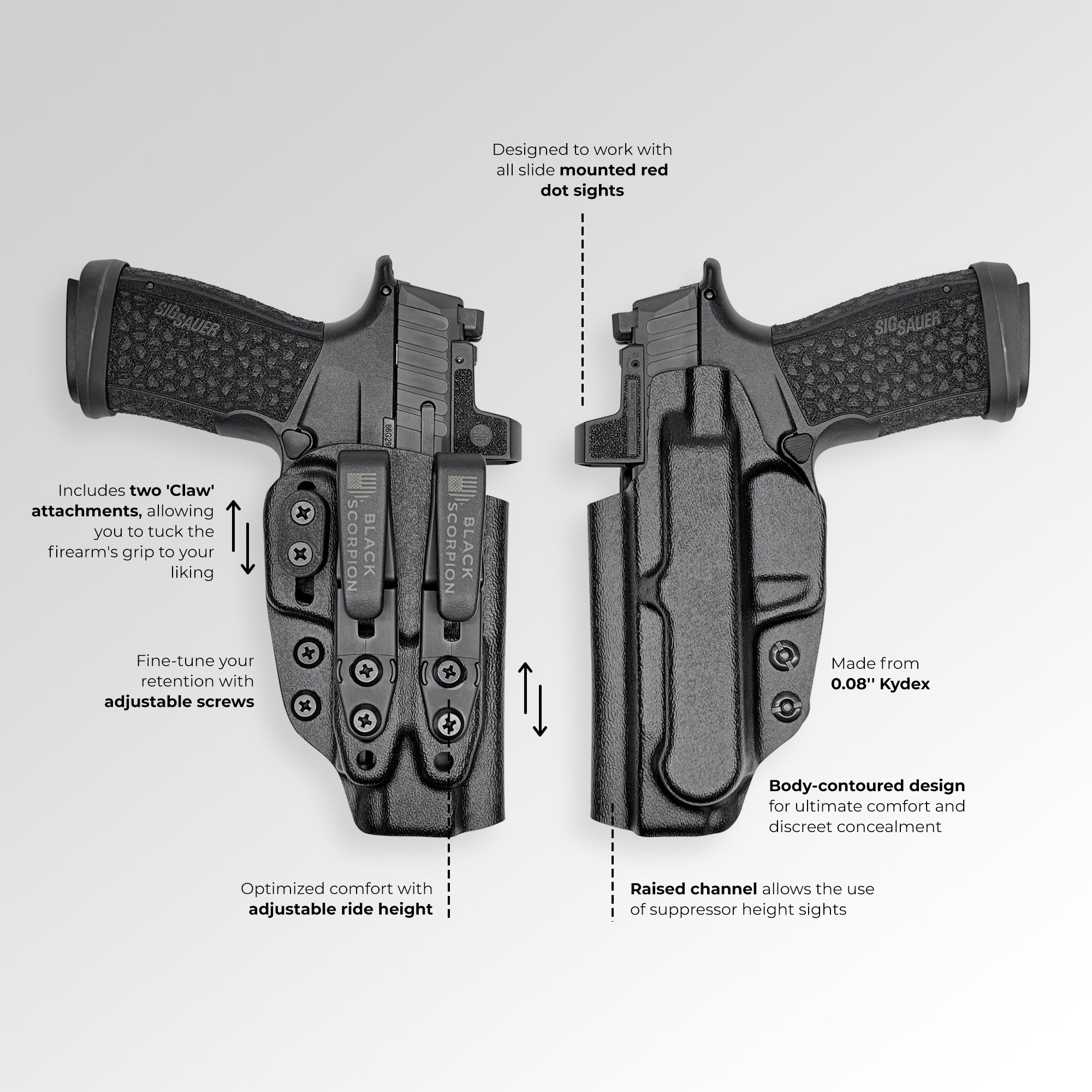 Glock 19, 23, 45 (Gen-5) AIWB Dual Clip X Holster