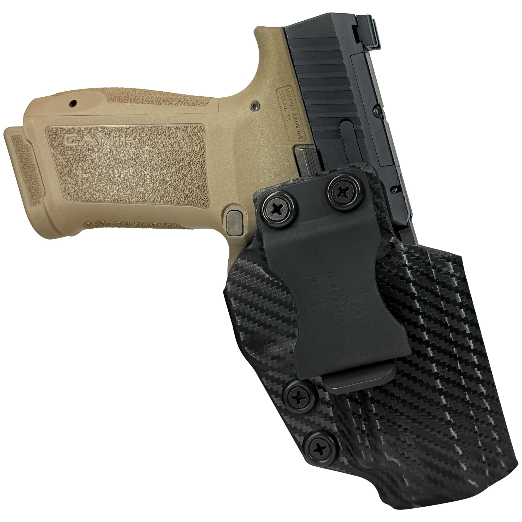 Canik METE MC9LS Inside the Waistband Holster in Carbon Fiber - Front