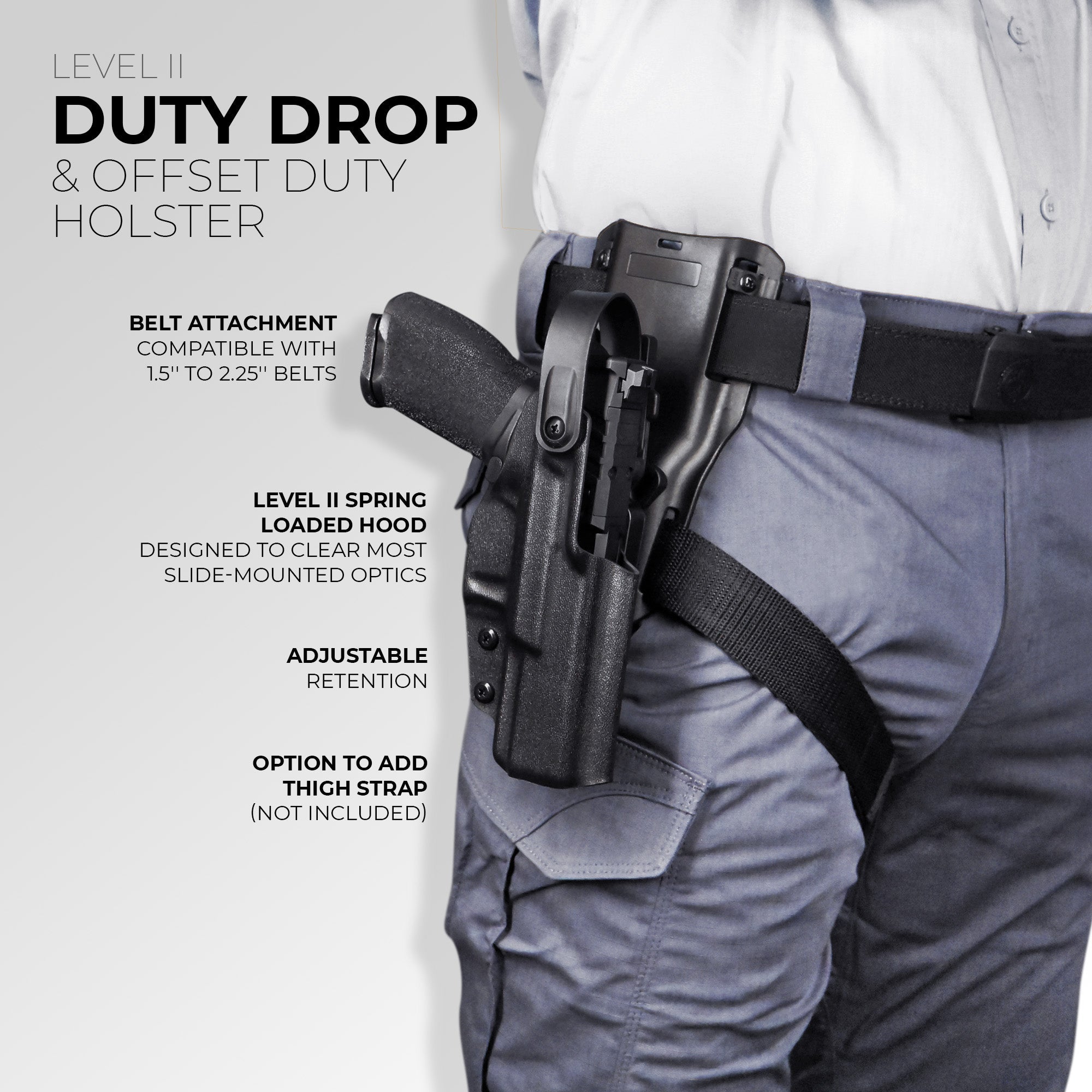 Glock 17, 22, 44, 45 Level II Duty Drop & Offset Holster