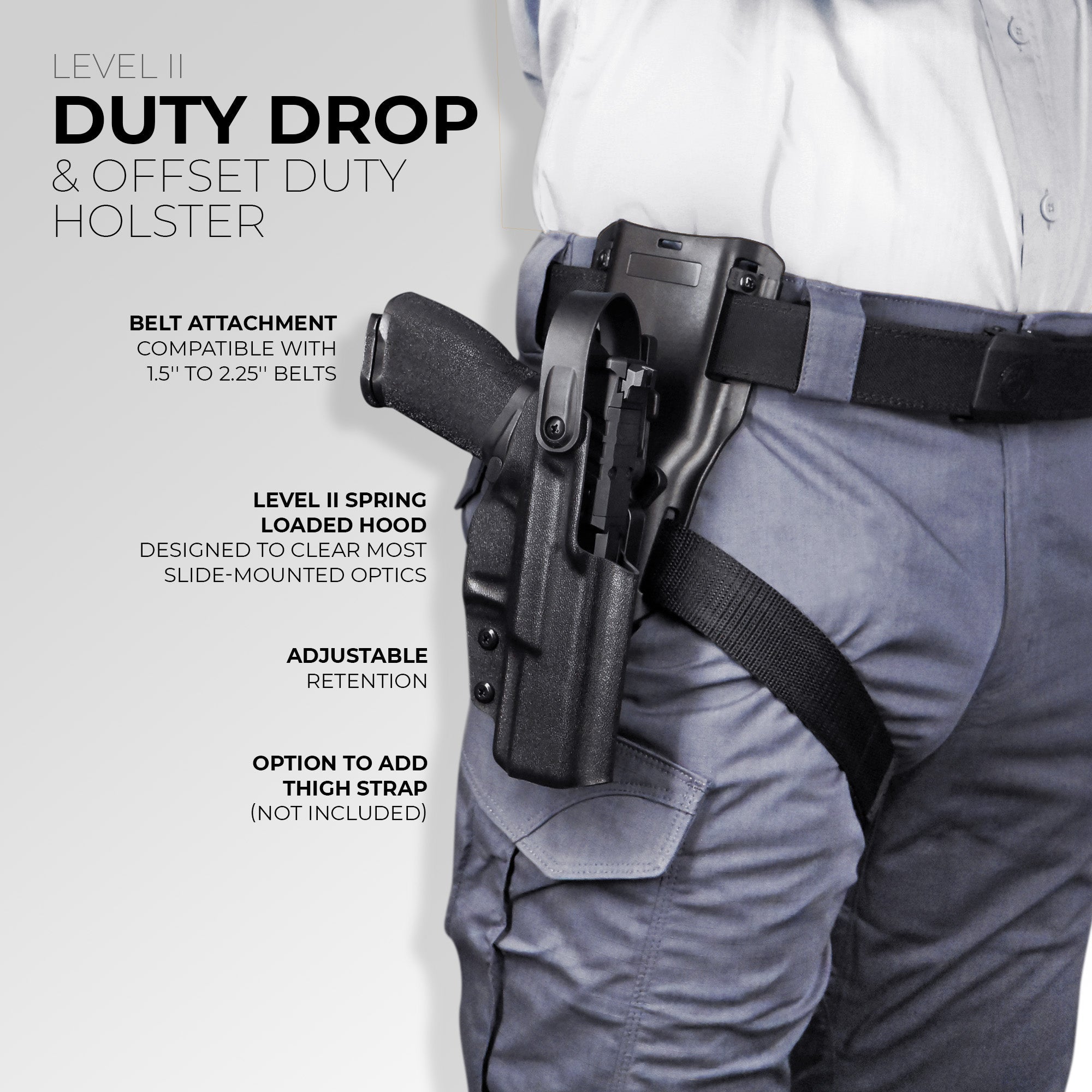 Glock 17, 19, 19X, 22, 31, 44, 45 w/ X300 Level II Duty Drop & Offset Holster