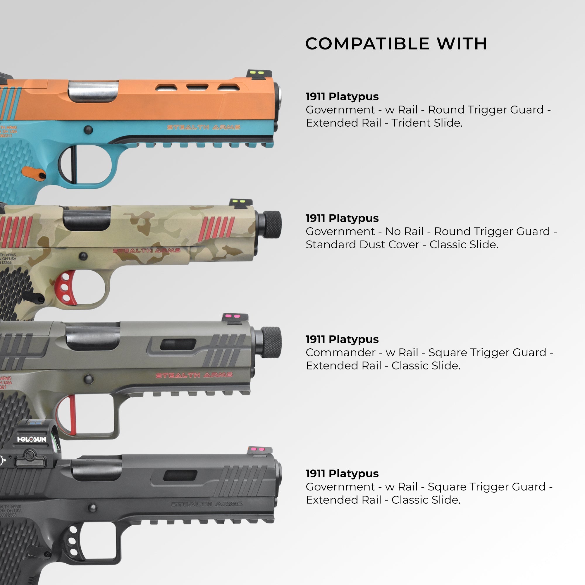 Stealth Arms 1911 Platypus Fitment Chart