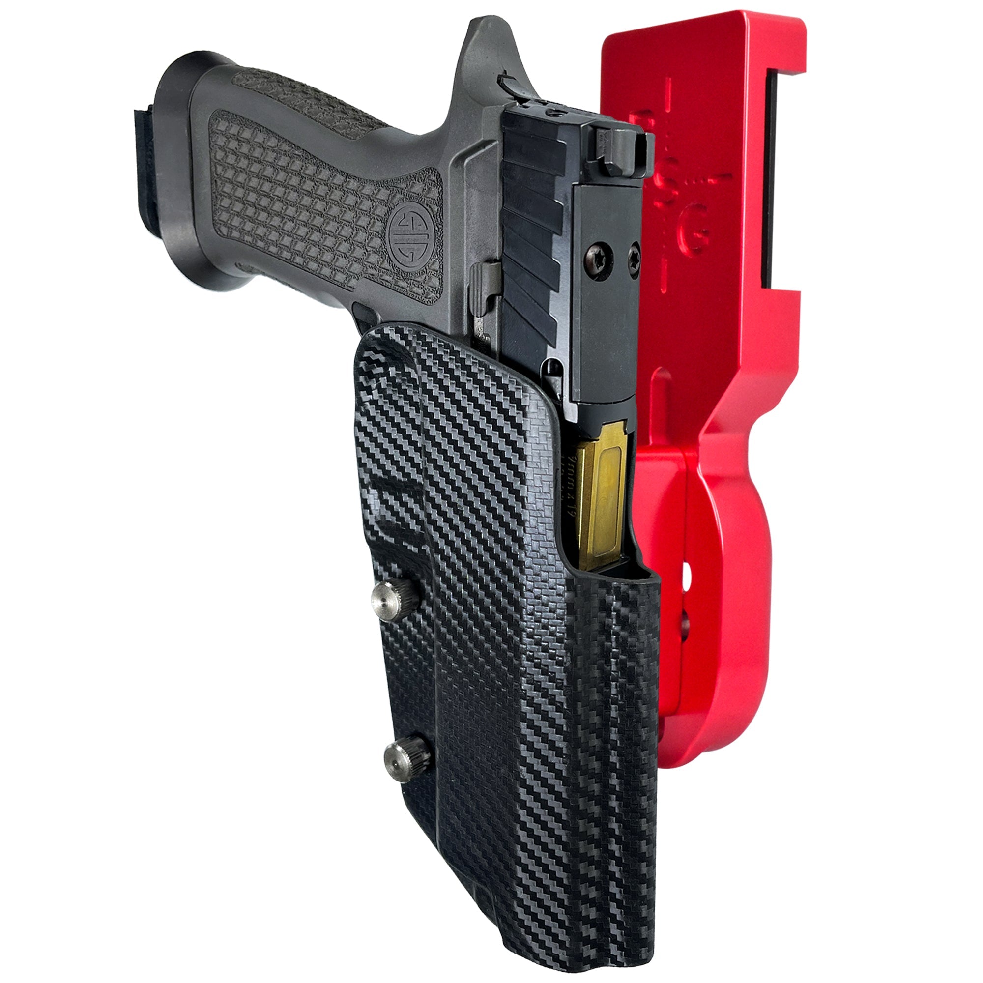 Sig Sauer P320 X5 Legion Pro Heavy Duty Competition Holster in Red / Carbon Fiber