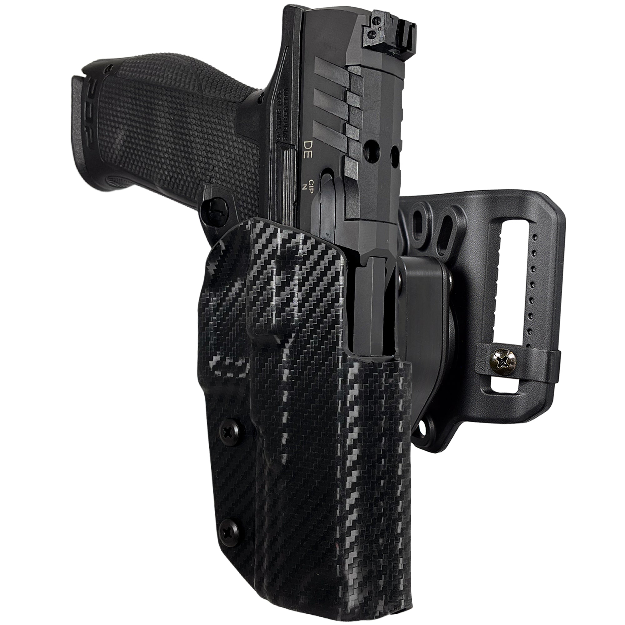 Walther PDP 4'' Quick Release Belt Loop Holster in Carbon Fiber